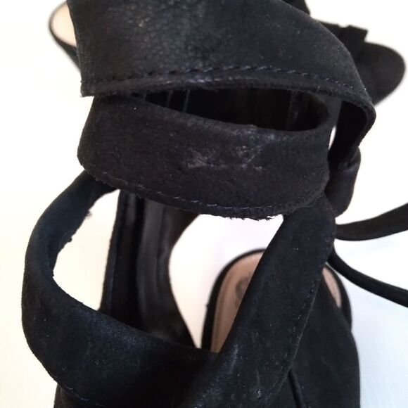 Vince Camuto Black Sammson Suede Leather Peep Toe Strappy Heel Sandal Women's 9 - Picture 7 of 13